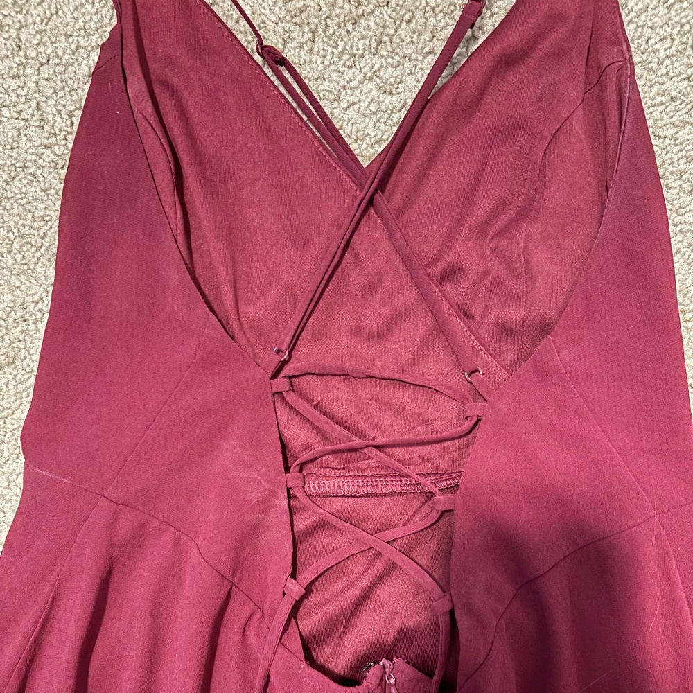 Lulu's Wine Ruffle Dress - Picture 14 of 14